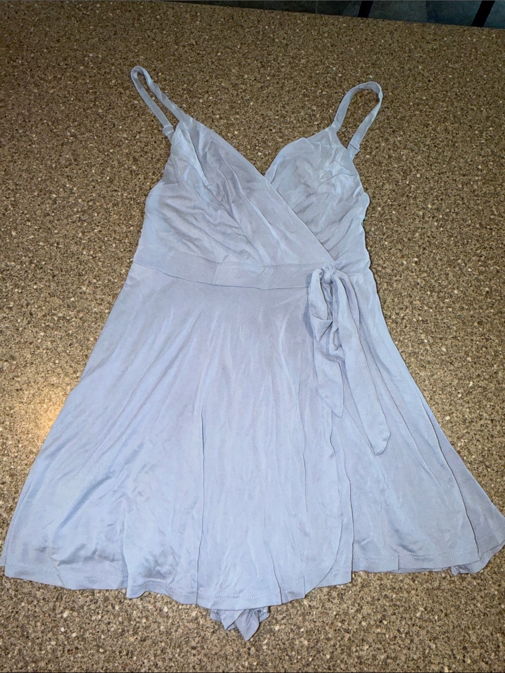 Kimchi Blue Pale Blue Wrap Mini Dress with Tie